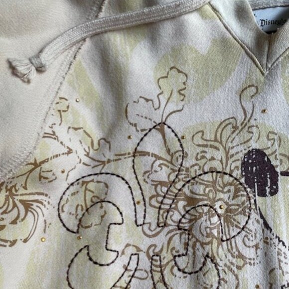Disney Women's Mickey Mouse Cream Zippered Hoodie Size M - Picture 6 of 7